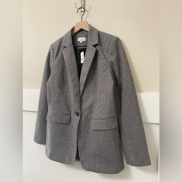 Loft Gray Black White Tweed Style Career Blazer Size 10 - Picture 5 of 8